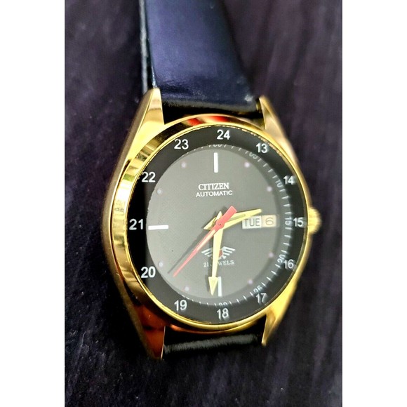 Rare Vintage Citizen Automatic Black Pattern 12-24hr Dial Watch 8200-4 Serviced - Picture 10 of 11